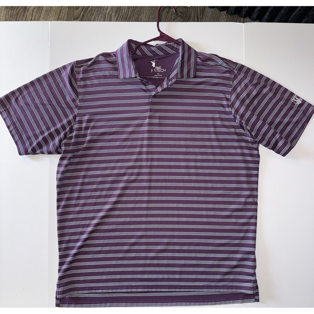 Men's XL Fairway & Greene‎ Tech Striped Golf Polo Shirt Short Sleeve Lightweight
